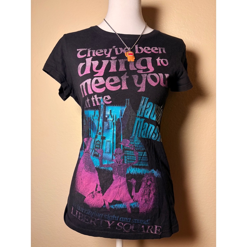 Y2K Disney Haunted Mansion Dying To Meet You Graphic Tee Black Large